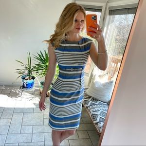 | Calvin Klein | Striped Belted Spring Sheath Dress (size 4)